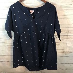 Navy with white dots Maternity top